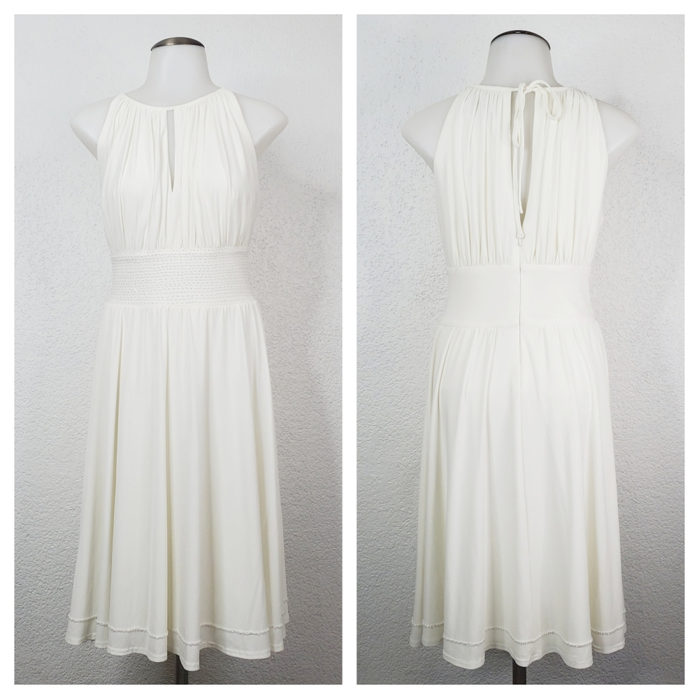 David's Bridal | White Sleeveless Keyhole Dress